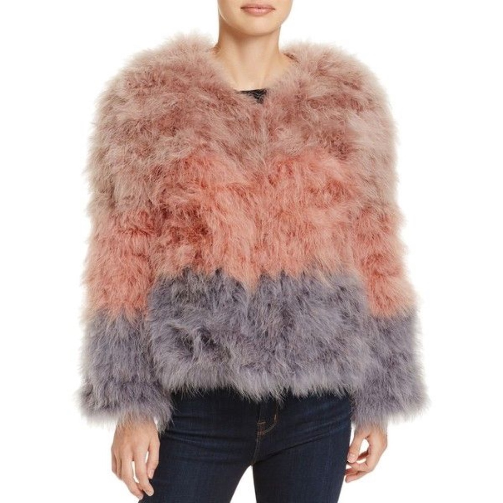PELLO BELLO FLUFFY FEATHER  JACKET - MULTI COLOR